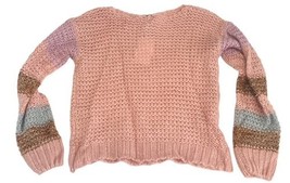 Anthropologie Heirloom Knit Sweater XS Pink Striped Sleeves NWT image 6