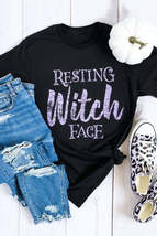 Black Resting Witch Face Graphic Tee - £14.46 GBP