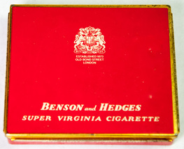 Benson &amp; Hedges Super Virginia 20 Cigarette Box Red Hinged Tobacco Tin E... - $9.99