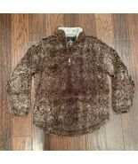 Simply Southern Womens Sherpa Fleece Jacket Brown White 1/4 Zip Mock Neck M - $364.10 MXN