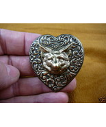 (b-fox-51) Fox wild dog coyote red foxes I love flower heart brass pin p... - $337.95 MXN