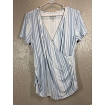 Torrid Super Soft Surplice Wrap Top Womens Blue Stripe Ruched Stretch Sz... - $19.95