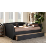 Jackson Dark Gray Fabric Upholstered Full Size Daybed w/Roll-Out Trundle... - $18,195.59 MXN