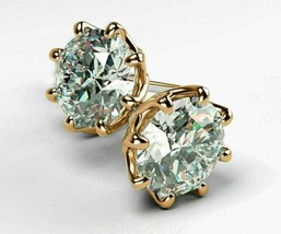 3Ct Round Simulated Diamond 14K Yellow Gold Plated Solitaire Stud Gift Earrings - £49.03 GBP