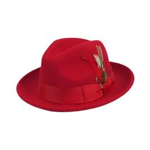 Men's Milani Wool Fedora Hat Soft Crushable Lined FD219 Fire Red image 2