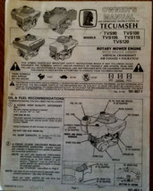 vintage 1970&#39;s Tecumseh engine instruction manual booklet  - £7.47 GBP