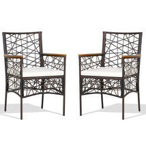 2 Pcs Outdoor Dining Chairs Pe Wicker Patio Bistro Chairs For Porch & Backyard - £145.47 GBP
