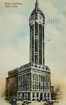 1910 Singer Building in New York Sewing Antique Architectural Vintage Postcard - £8.96 GBP