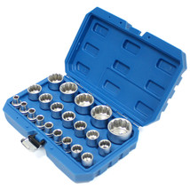 21pc Spline Socket Set 12 PT Point 1/2&quot; Dr  Gear Wall Rounded 8 - 36mm Metric - £25.84 GBP