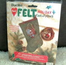 Bucilla Christmas Stocking 14&quot; Kit Heart Felt Creation Applique New Old ... - £10.95 GBP