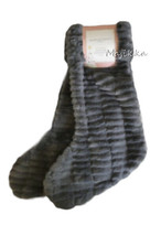 Cupcakes and Cashmere Christmas Stocking Set Of 2 Sculptured Faux Fur 22&quot; Gray - £46.90 GBP