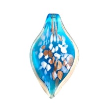 Murano Blue Lampwork Hand-Blown Glass Necklace Pendant - $14.05