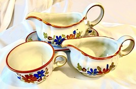 California Pottery Metlox Bouquet Lot Gravy Boat with Plate And Two Other Pieces - £15.73 GBP
