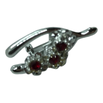 Vintage Pin Wishbone Brooch Red Rhinestone Mid Century Mod Good Luck - £9.48 GBP