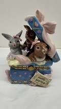 Porcelain Decorative Hinged Keepsake Box Easter Bunnies Hand Painted - £23.32 GBP