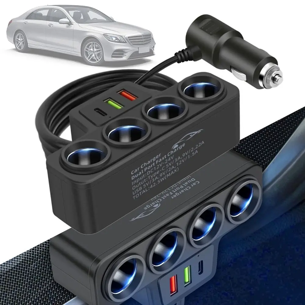 12V/24V Car Bette Lighter Adapter New 4-Socket 120W 4 Way Bette Lighter Adapter  - £18.78 GBP