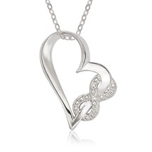 Open Heart with Pave and CZ Infinity Intertwined Pendant - £30.37 GBP