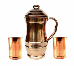 Beautiful Copper Maharaja Jug 2L Water Storage Pitcher 2 Drinking Tumble... - $40.90