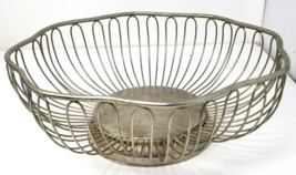 Art Deco Roll Basket Serving Industrial Silverplate Brass Plated Vintage - $18.95