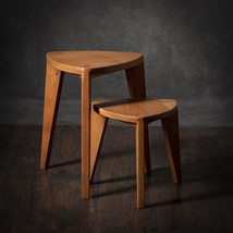 Set of cherry three-legged stool - Two stools - Side tables - End table - Nights - £310.89 GBP