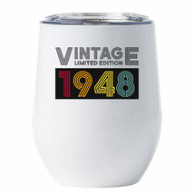 Custom 1948 Tumbler 74 Years Old 74th Birthday Color Retro Wine Cup 12oz Gift - £18.16 GBP