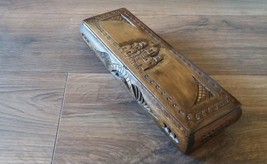 Handcrafted Long Armenian Wooden Box with Etchmiadzin Cathedral and Moun... - $74.00