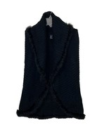 Love Token Knit Black Sweater Vest Shrug Trimmed in Rabbit Fur Womens Si... - £14.96 GBP