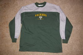 Green Bay Packers Crew Fleece Shirt Size Mens LARGE Green and Gray NFL  - £15.72 GBP
