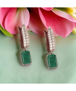 Diamond Emerald Earrings 4.86 TCW 14k White Gold Certified $7,250 018691 - $2,920.50