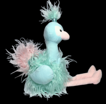 Animal Adventure Flamingo Ostrich Bird Plush Long legged 25&quot; Teal Blue Pink Toy - £23.18 GBP