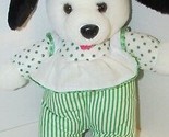 black white green white dots striped fabric outfit puppy dog plush Needs... - $10.39