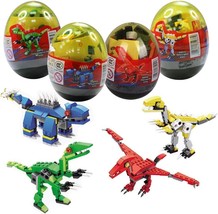 4 Pack Dinosaur Building Blocks Toys in Jumbo Eggs for Kids Boys Girls Easter Ba - £31.32 GBP