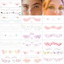 19 Sheets Face Temporary Tattoos for Girl Women Cute Freckle Butterfly H... - £14.47 GBP