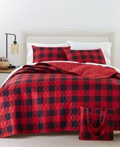 Martha Stewart Collection 4-Piece Quilt Bag Set Size Full/Queen Color Red/Black - $145.60