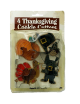 Vintage Cookie Cutters Thanksgiving Theme Turkey Pilgrim Pumpkin In Package - £14.36 GBP