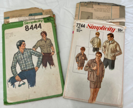 Simplicity vintage men's shirt jacket shorts sewing patterns 8444 7744 - $19.75