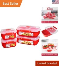 Durable Microwave &amp; Dishwasher Safe Food Storage - 4 Rectangular Red Con... - $19.99