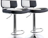 Elama 2 Piece Adjustable Faux Leather Bar Stool in Black and White with ... - $302.99