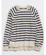 Aerie East West Blue Cream Striped Beach Nautical Crew Sweatshirt Size X... - $39.60