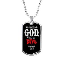 Express Your Love Gifts Submit to God Resist The Devil Necklace Stainless Steel  - £43.38 GBP