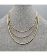 Shofel Bros Necklace Gold Tone Multi Chain Signed SHB Slinky Herringbone - $24.99