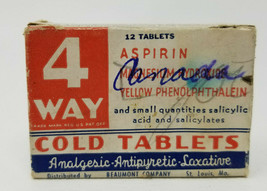 Phenolphthalen Beaumont Company St. Louis Empty Box 4 Way Cold Tablets V... - $14.20