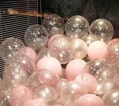 oceanside Toy Balloons 12in Pink White Clear Helium Balloon Party Supplies  - $10.90