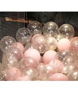 oceanside Toy Balloons 12in Pink White Clear Helium Balloon Party Supplies  - £8.55 GBP