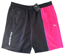 PUMA Mens AMG Woven Shorts Athletic Colorblock Casual - Size XXL Black Pink - £31.28 GBP