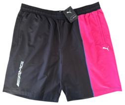 PUMA Mens AMG Woven Shorts Athletic Colorblock Casual - Size XXL Black Pink - $39.59