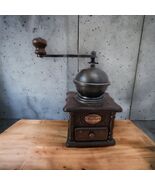 Kaffee Burnished Copper and Wood Hand Crank Coffee Bean Grinder with Drawer - $87.82 CAD