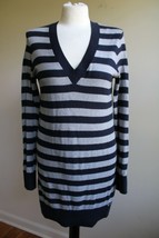 NWT Michael Kors S V-Neck Blue Gray Stripe Sweater Dress - £31.88 GBP