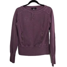 PATRIZIA PEPE Womens Sweatshirt Faded Purple Soft Raw Edge Fabric Pullov... - £12.23 GBP