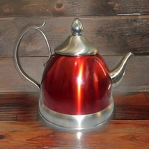 Creative Home Nobili-Tea 1.0 Quart Stainless Steel Tea Kettle Cranberry Red - £7.73 GBP